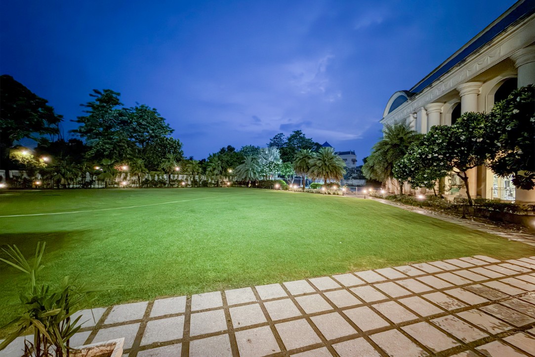 The courtyard and lawns